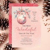 Invitation Élégant rose Bauble Plus Merveilleux Temps Année F