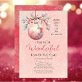 Invitation Élégant rose Bauble Plus Merveilleux Temps Année F