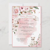 Invitation Élégant rose bébé fille Baby shower floral Script (Devant)
