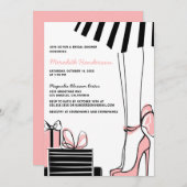 Invitation Elegant Rose Black Douche nuptiale (Devant / Derrière)