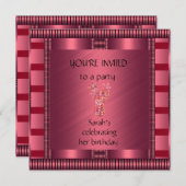 Invitation Elegant Rose Black Stripe (Devant / Derrière)