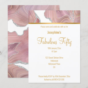 INVITATION ÉLÉGANT ROSE BLANC MARBRE D'OR SUR MESURE