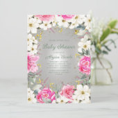 Invitation Elégant rose blanc Parties scintillant florale Bab (Debout devant)