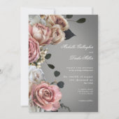 Invitation Élégant rose blanc Rose gris Mariage (Devant)