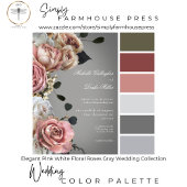 Invitation Élégant rose blanc Rose gris Mariage