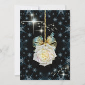 Invitation Élégant rose blanche dorée chic Noël (Dos)