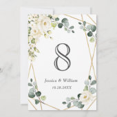 Invitation Élégant Rose blanche Eucalyptus Mariage Numéro de  (Dos)