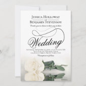 Invitation Élégant Rose blanche réflexion Mariage romantique (Devant)