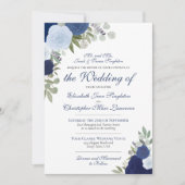 Invitation Elégant Rose bleu aquarelle Mariage formel (Devant)