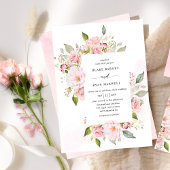 Invitation Élégant rose, bleu et Rose or Mariage Floral