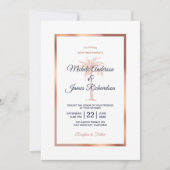 Invitation Elégant Rose bleu marine Gold Palm Tree Mariage (Devant)