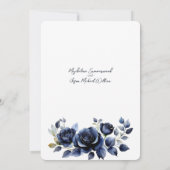 Invitation Élégant Rose bleu marine Mariage Arrière - plan bl (Dos)