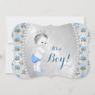 Invitation Elégant Rose bleu Pearl Baby Baby shower bleu