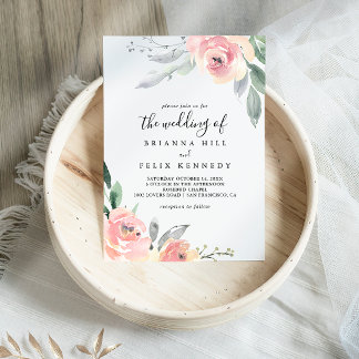 Invitation Élégant Rose Blush Floral Le Mariage De