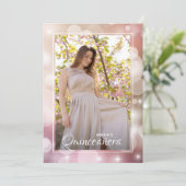 Invitation Elégant rose Blush Quinceañera Photo (Debout devant)
