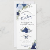 Invitation Elegant Rose Boho bleu QR Code Détails Mariage (Devant)
