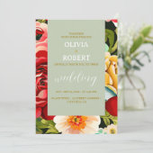 Invitation Élégant rose botanique (Debout devant)