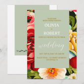 Invitation Élégant rose botanique (Devant / Derrière)