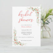 Invitation Élégant Rose botanique rose douche nuptiale (Debout devant)