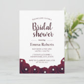 Invitation Elégant Rose Bourgogne & Fête des mariées Florale (Debout devant)