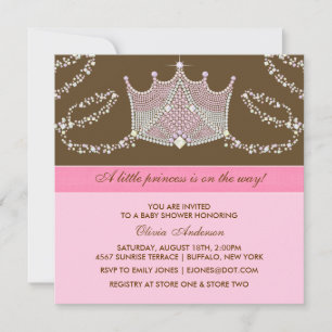 Invitation Élégant rose Brown bébé fille Baby shower Princess