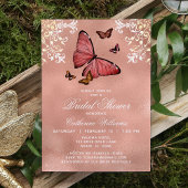 Invitation Élégant Rose Butterfly Gold Fête des mariées flora