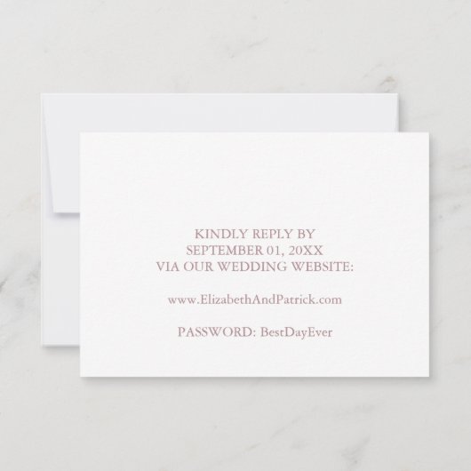 Invitation Elégant Rose Calligraphie Mariage Site Web RSVP Ca (Dos)