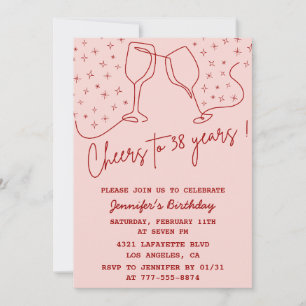 Invitation Élégant Rose Champagne Cheers 38e anniversaire