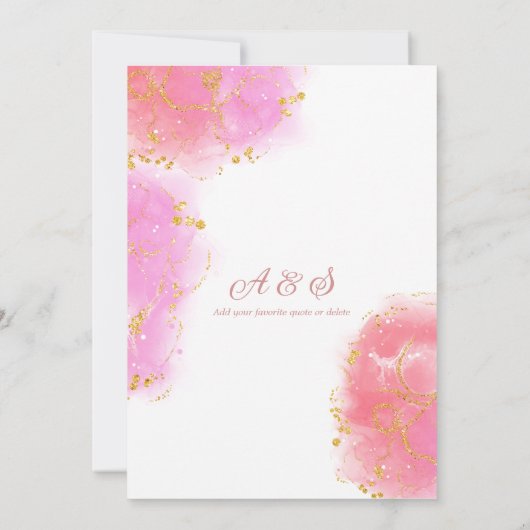 Invitation Élégant Rose Champagne Tour Mariage Script (Dos)