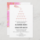 Invitation Élégant Rose Champagne Tour Mariage Script (Devant / Derrière)