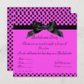 INVITATION ÉLÉGANT ROSE CHAUD NOIR BOW BACHELORETTE INVITATIO (Devant / Derrière)