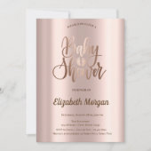 Invitation Élégant Rose chic Baby shower or (Devant)