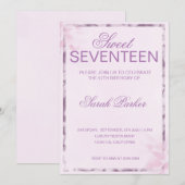 Invitation Élégant rose chic doux 17 ans (Devant / Derrière)
