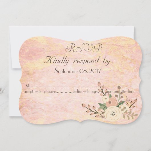 Invitation Élégant Rose chic marbre floral RSVP (Devant)