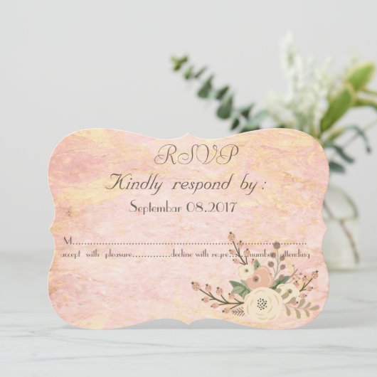 Invitation Élégant Rose chic marbre floral RSVP (Debout devant)