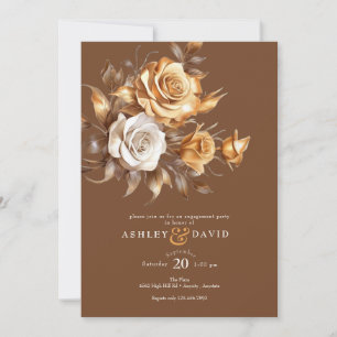 Invitation Élégant Rose chic Parti d'engagement romantique