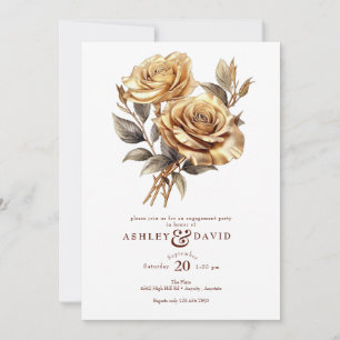 Invitation Élégant Rose chic Parti d'engagement romantique