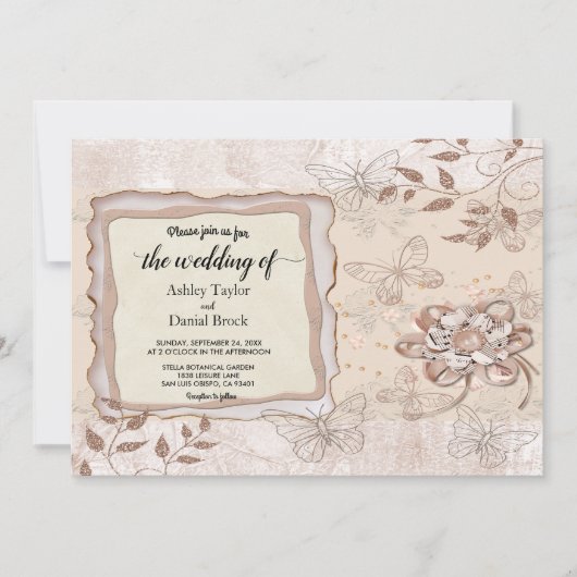 Invitation Élégant Rose chic Parties scintillant or Glam Mari (Devant)