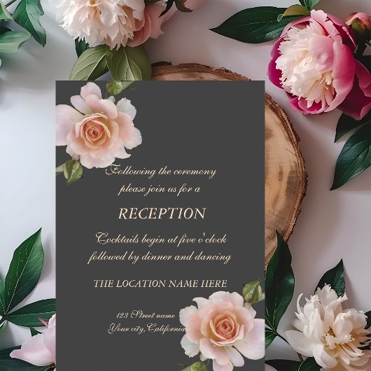 Invitation Elégant Rose Chic, Réception De Mariage Floral