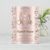 Invitation Élégant Rose Chic Rose Baby shower Or (Debout devant)