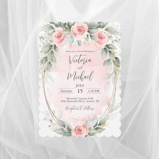 Invitation Élégant Rose couleur rose pâle Mariage