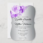 Invitation Élégant Rose courbé pourpre Mariage argent  (Devant)
