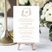 Invitation Élégant Rose Crest Mariage Monogram Gold