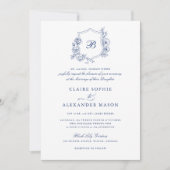 Invitation Élégant Rose  Crest Mariage Monogram Royal (Devant)