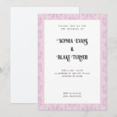 Invitation Élégant rose Damas Mariage blanc traditionnel (Devant / Derrière)