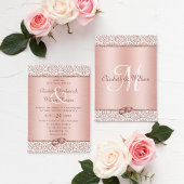 Invitation Élégant Rose Damask or Monogram Mariage