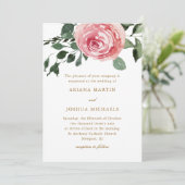 Invitation Elégant Rose d'aquarelle (Debout devant)