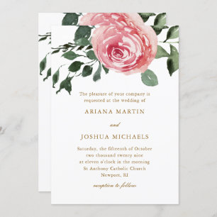 Invitation Elégant Rose d'aquarelle