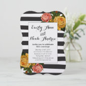 Invitation Élégant Rose de bande noire Mariage (Debout devant)