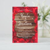 Invitation Élégant Rose de bois Pétales Pays Mariage rustique (Debout devant)